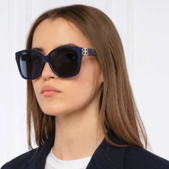 NEW BALENCIAGA BB0135SA 004 WOMEN SUNGLASSES BLUE - Picture 1 of 6
